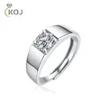 KOJ-Alliances Moissanite 1 Carat pour Homme et Femme Argent Sterling 925 Certificat Original