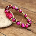 Bracelet tressé en pierre d'oeil de tigre rouge rose pour femme yoga navire porte-bonheur brin