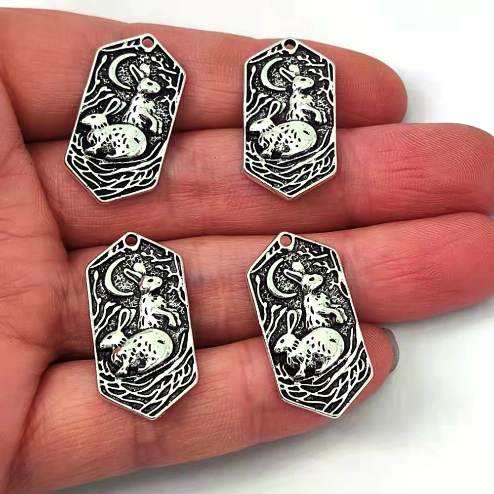 Pendentif à breloque lapin lune, 5 pièces, breloques Hares pour bricolage, accessoires pour femmes et hommes