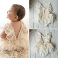 Vêtements d'été pour bébés filles barboteuse en dentelle florale tenues Tutu mignonnes pour bébés