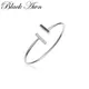 Black AWN-Bracelet à breloques ouvert en argent pour femme bijoux de mariage B001
