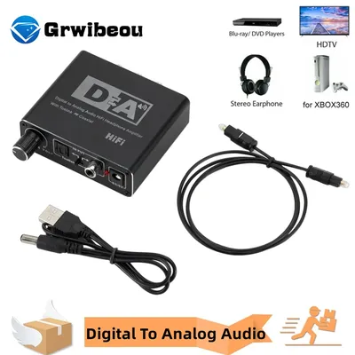 GRWIBEOU – convertisseur Audio numérique vers analogique HIFI RCA 3.5mm AUX RCA amplificateur