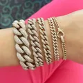 Iced Out Bling Lock Corrected Charms pour femme Micro Pave CZ Cuban Link JOBracelet Bijoux