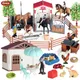 Oenux – ensemble de jeux pour enfants animaux cheval de lavage Stable Club maison café selle