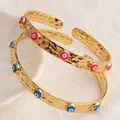 Bracelet manchette plaqué or 18 carats pour femme bracelet mauvais œil bracelet en cristal de