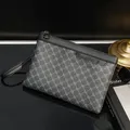 Pochette à carreaux en cuir PU pour hommes sac enveloppe d'affaires sacs à main pour hommes