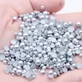Perles demi-rondes argentées mates 2mm-12mm colle ronde à dos plat sur perles en résine