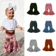 Veoraitiin-Pantalon à clochettes en velours pour fille de 0 à 6 ans bas évasé à taille élastique