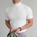T-shirt à manches courtes pour hommes T-shirt basique à col haut T-shirt de base pour hommes