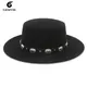 Chapeau en 100% laine pour homme et femme plat Fedora Cowboy Trilby 55-57CM