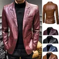 Veste en cuir PU pour homme coupe slim tenue décontractée nouvelle collection