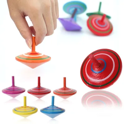 Toupie rotative en bois multicolore pour enfants jouet traditionnel pour bébé