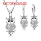 Ensemble collier et boucles d'oreilles en argent regardé 925 design mignon pendentif en forme