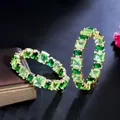 CWWZircons – boucles d'oreilles carrées en Zircon vert clair pour femmes grande boucle d'oreille