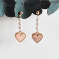 Boucles d'oreilles pendantes en forme de cœur rose pour femmes bijoux Multi en Imitation de perles