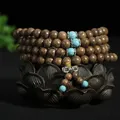 Perles de prière wengé naturelles Bracelet bouddhiste tibétain Mala bouddha chapelet en bois