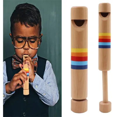 Flûte à nervures en bois pour enfants Instruments de musique dos Jouet musical classique Sifflets
