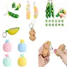 Edamame Squishy Squeeze Peas Beans Keychain Fidget Toys Decompression Peas Popper Toy MF ite