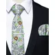 Cravate en coton bleu Cyan pour hommes avec motif Floral marron gris vert accessoires pour chemise