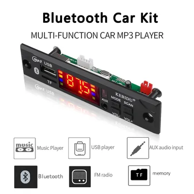 Kebidu-Carte décodeur MP3 sans fil Bluetooth 9V 12V WMA lecteur audio de voiture USB TF radio