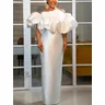 Robe crayon à volants smockés dos nu pour femmes robe blanche élégante robe de soirée modeste