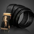 Ceinture automatique en cuir véritable pour hommes motif Crocodile sangle de Simulation tête