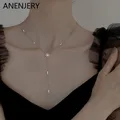 ANENJERY-Collier étoile en argent pour femme bijoux de clavicule cadeaux de luxe pour filles