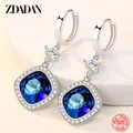Zddan – boucles d'oreilles en cristal bleu pour femmes bijoux en argent Sterling 925 goutte d'eau