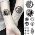 Autocollant de tatouage temporaire étanche soleil lune Flash magique géométrique yeux étoile