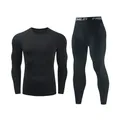 Ensemble de sous-vêtements thermiques de sport pour hommes t-shirt de compression à séchage rapide