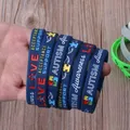 Lot de 6 Bracelets de sensibilisation à l'autisme en Silicone bleu unisexe pour création de