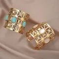 Bracelet ouvert en métal pour femme pierre semi-précieuse incrustée de diamants bijoux simples