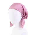 Turban musulman pré-noué en satin bonnets de chimio écharpe de sauna soyeuse casquettes