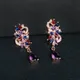 Boucles d'oreilles à frange papillon saphir bijoux à clou ovale améthyste délicate fleurs