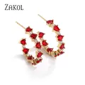 ZAKadvocate-Boucles d'oreilles à tige en forme de cercle rouge pour femmes boucle d'oreille en