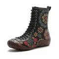 GKTINOO-Bottes de neige plates vintage en cuir véritable pour femme chaussures de rinçage pour