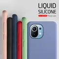 Coque en silicone liquide d'origine pour Xiaomi Mi 11 Lite coque souple 5G Xiaomi11 i ata 11 11i