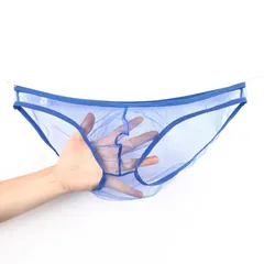 Slip sexy taille basse ultra-mince pour homme sous-vêtement transparent en maille slip grande