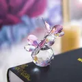 H & D-Collection de figurines papillon double en cristal rose statue d'ornement en verre découpé