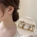 Boucles d'oreilles couleur or pour femmes bijoux à la mode romantique fleur Rose perle cristal