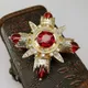 Broche croix en biscuits rouge baroque pour femme grandes broches en métal épingles vintage pour