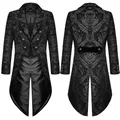 SAFFASHION-Veste Gothique Steampunk pour Homme Tailcoat Noir Brocart Damask Mariage