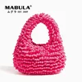 MABULA-Petit sac fourre-tout en coton doux unique pour femme sacs à main à pampilles solides sacs