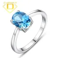 Bague de luxe en pierre de topaze pour femmes solide en argent Sterling 925 Dove pierre bleue