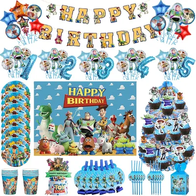 Décorations d'anniversaire Disney Toy Story pour enfants ensemble de poulet britannique ballons