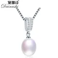 Dainashi-Collier de perles ovales d'eau douce en argent regardé 100% pour femme pendentif flottant