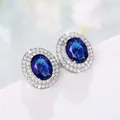 Huitan – boucles d'oreilles géométriques bleues pour femmes accessoires élégants bijoux fantaisie