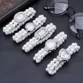 Montre de luxe pour femmes imitation perle strass Bracelet élégant bijoux cadeaux pour dames