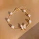 ChimExquisite-Bracelet de perles papillon plaqué or véritable 14 carats pour femme bijoux de