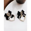 Boucles d'oreilles en argent 925 pour filles bijoux doux boucles d'oreilles nœud papillon noir